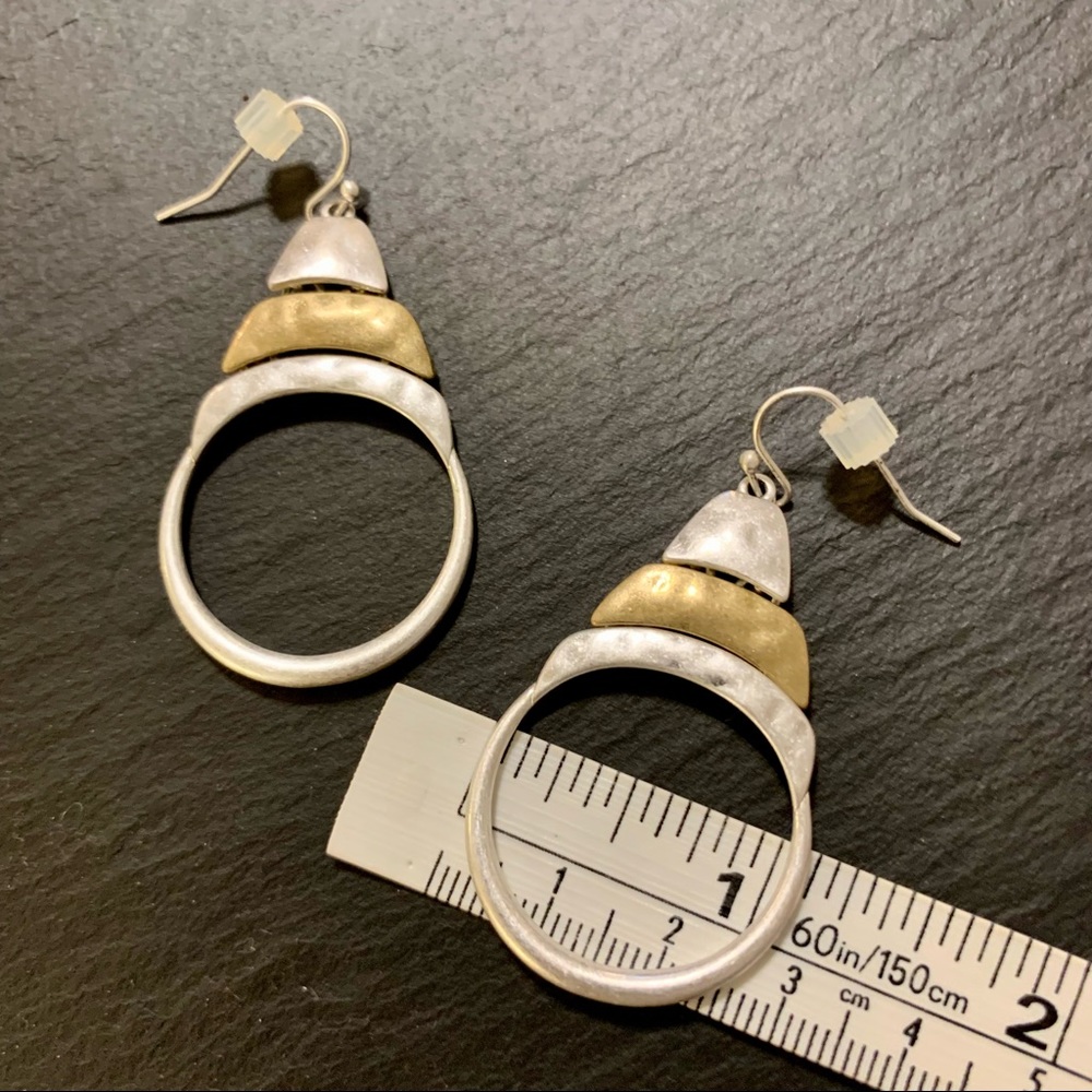 Hammered Earrings Gold Silver Tone Boho Dangle Earrings - Picture 5 of 7